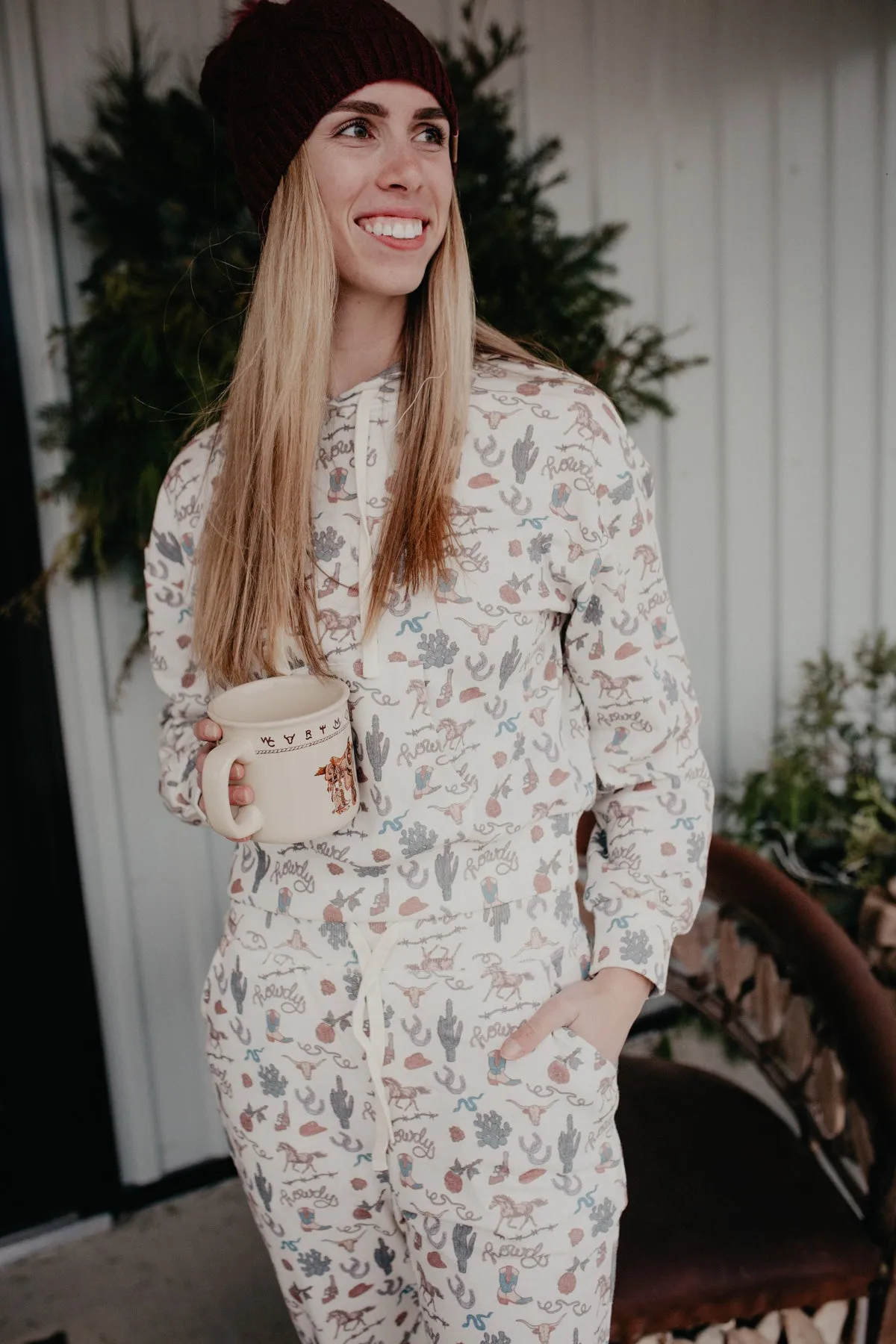 Western Howdy Print Lounge Set (L & XL ONLY)