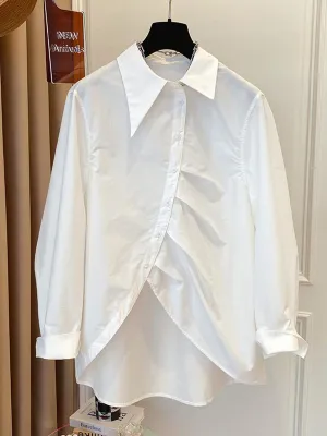 White Asymmetric Apple Hem Shirt