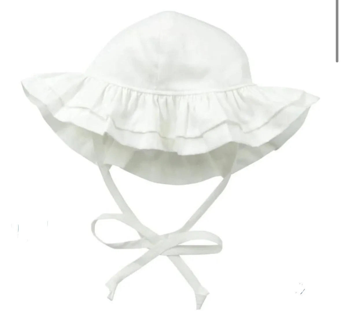 White Double Ruffle UPF 50 Floppy Hat