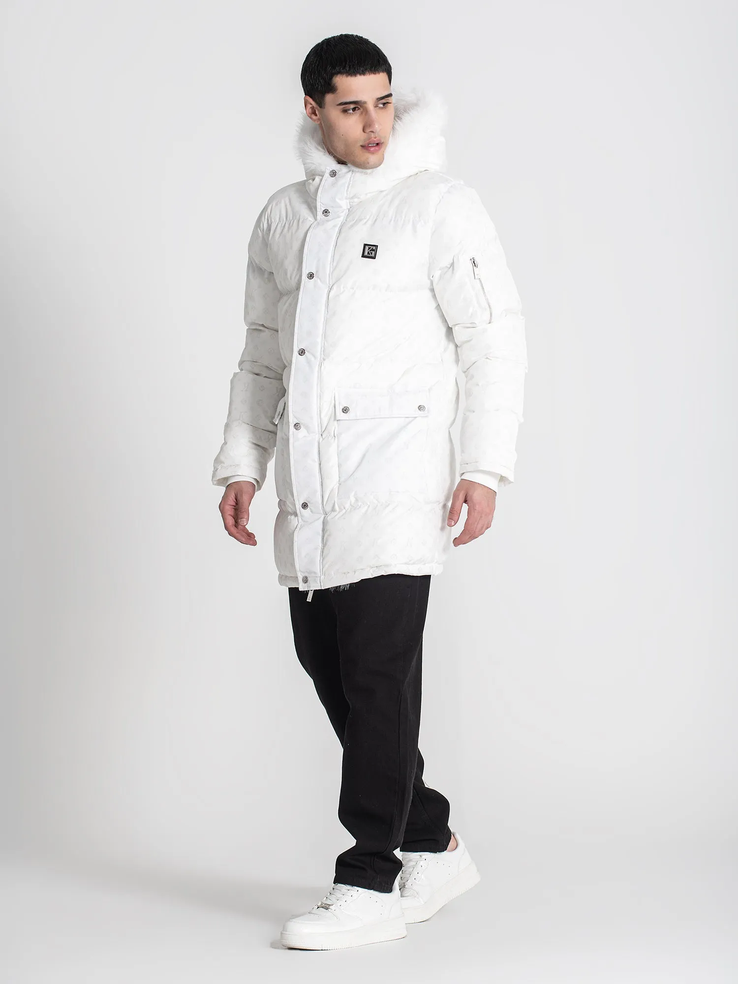 White Logomania Coat
