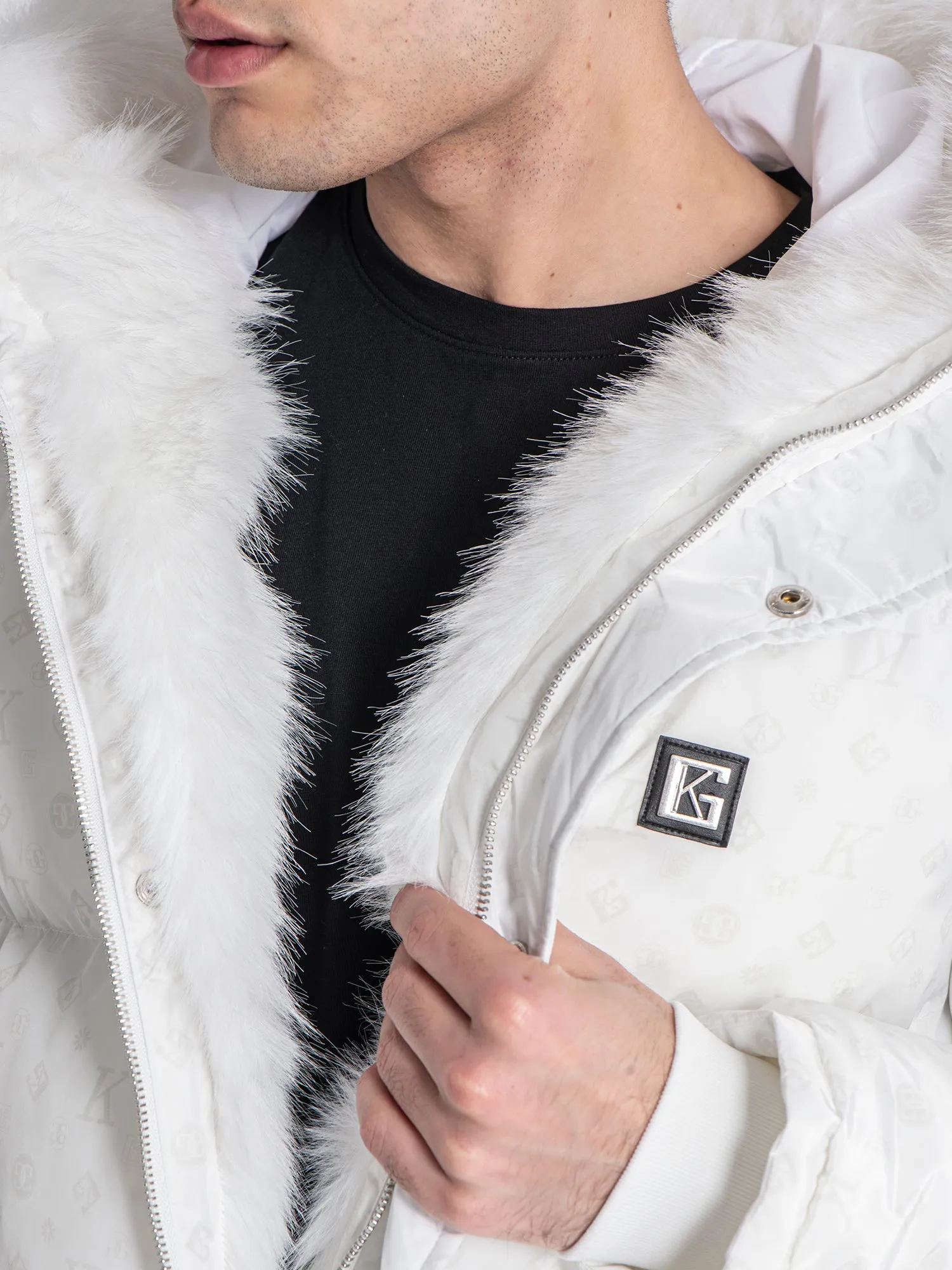 White Logomania Coat