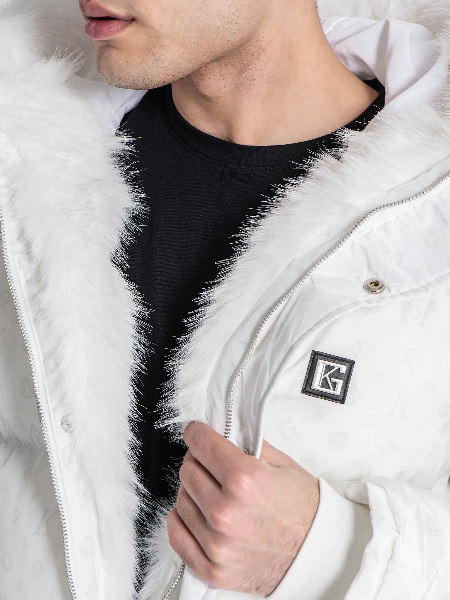 White Logomania Coat