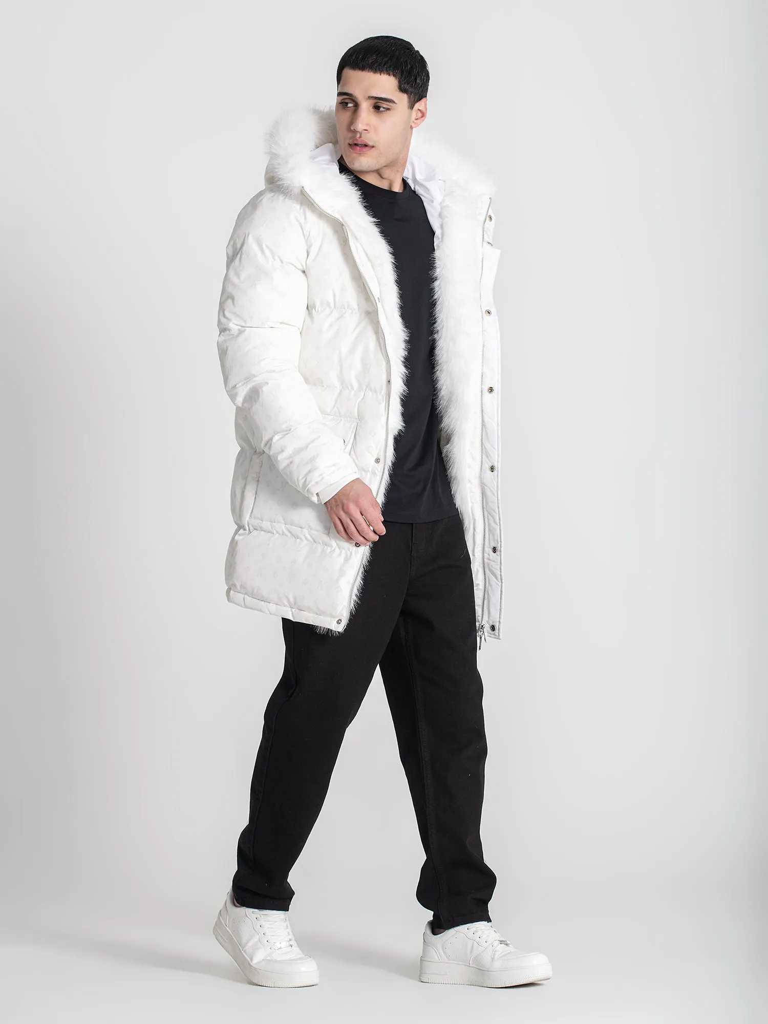 White Logomania Coat