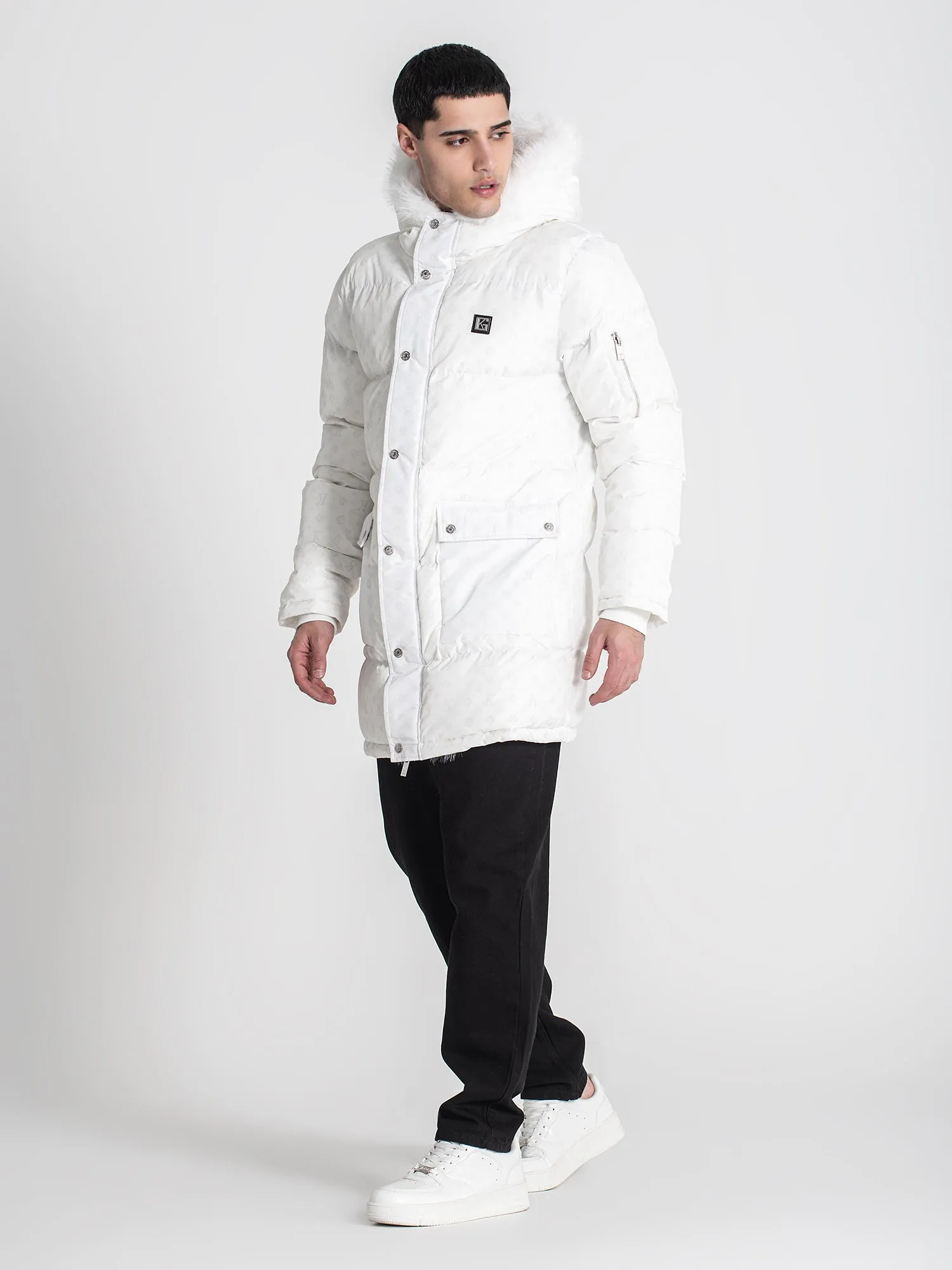 White Logomania Coat