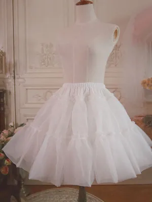 White Lolita Underskirt Voile Ruffle Pleated Lolita Petticoat Skirt