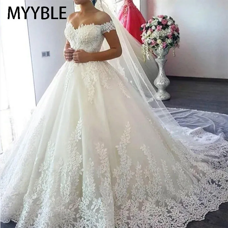 White Off the Shoulder Plus Size Vestido De Noiva Wedding Dress