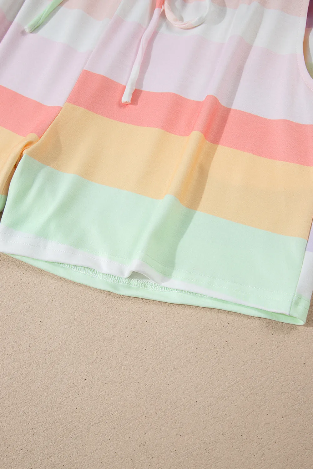 White Rainbow Striped T Shirt and Shorts Set