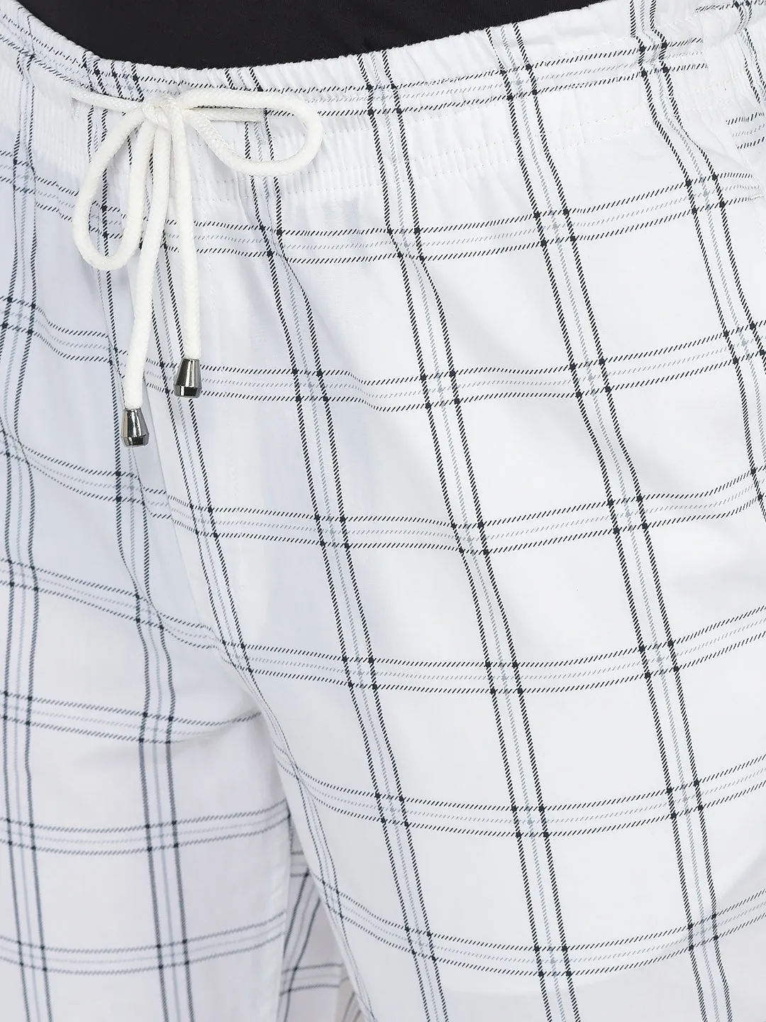White Windowpane Checked Lounge Pants