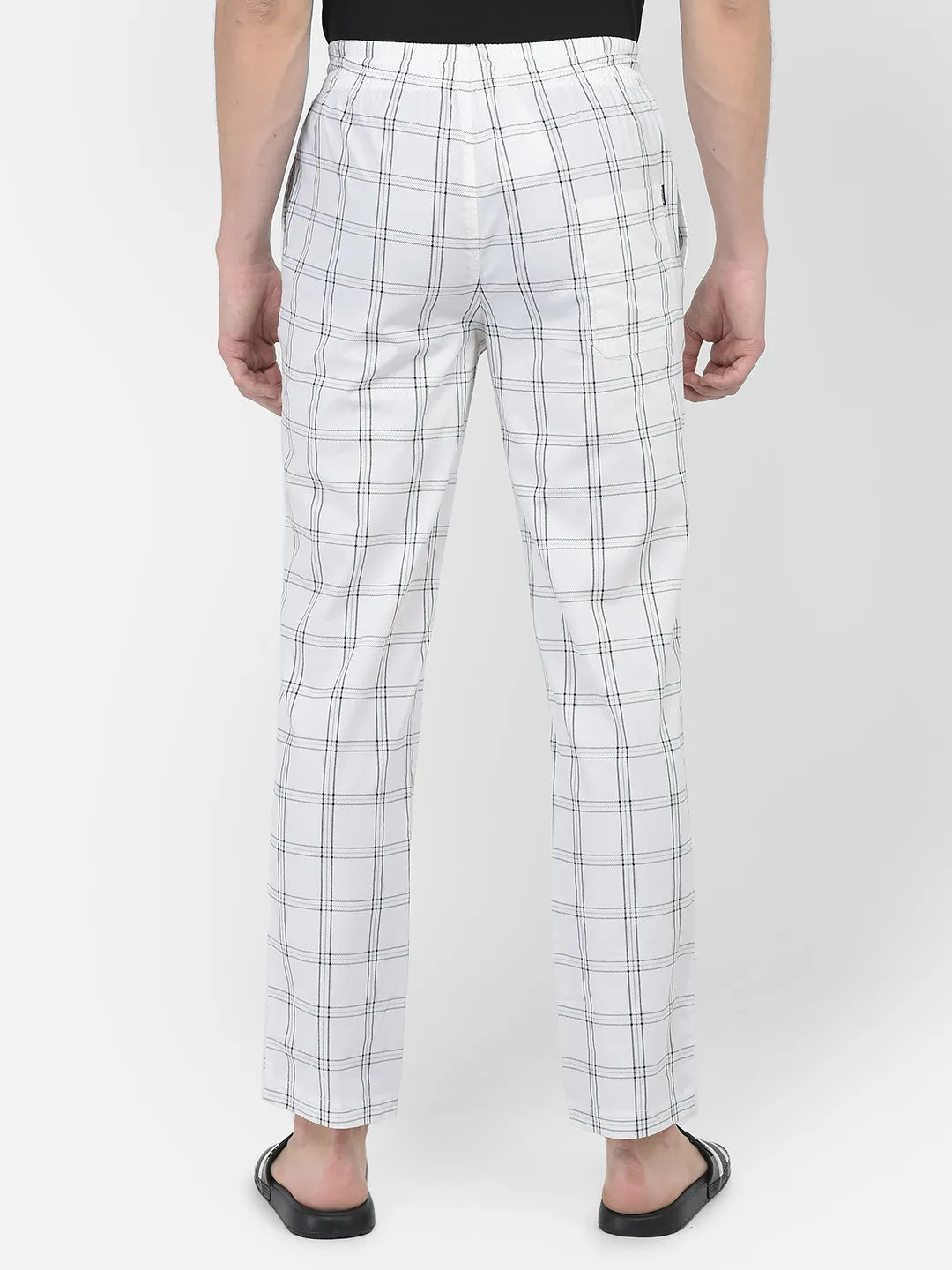 White Windowpane Checked Lounge Pants