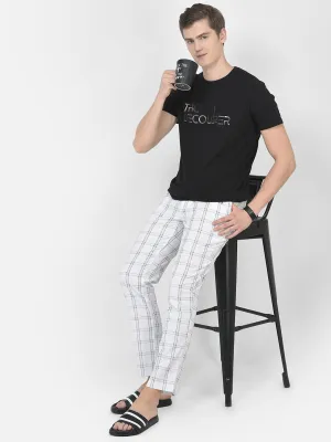 White Windowpane Checked Lounge Pants