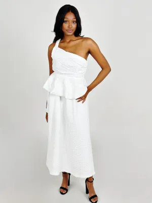 White Woven One Shoulder Top