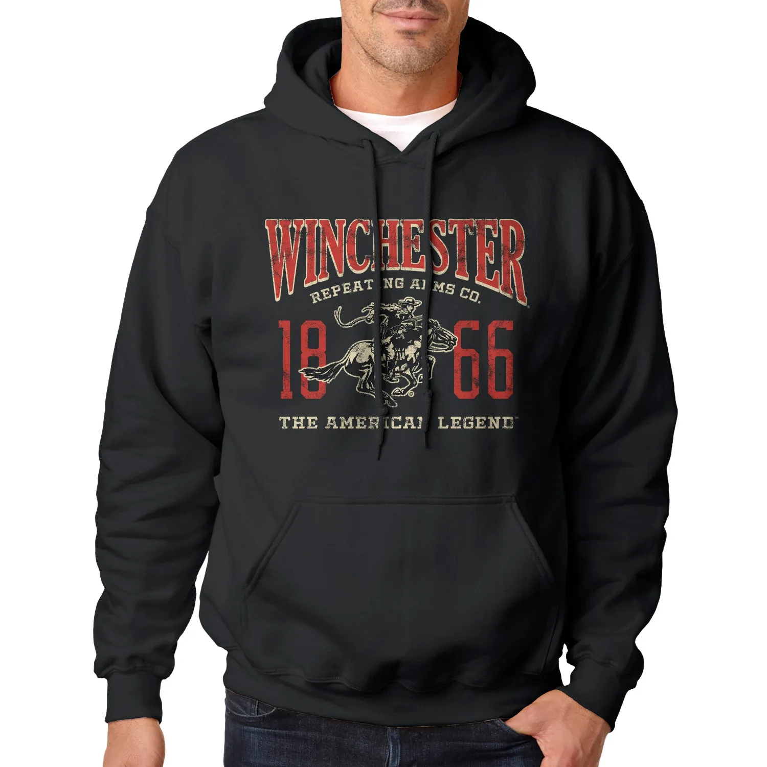 Winchester Classic - Vintage 1866 Horse and Rider - Fleece Pullover Hoodie