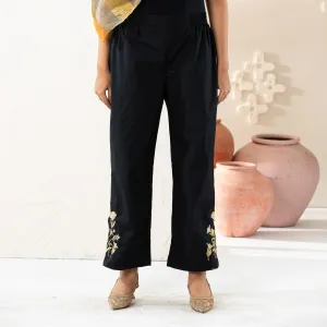 Women Black Embroidered Bottoms