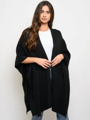 WOMEN'S 3/4 SLEEVE SELF TIE WRAP CARDIGAN