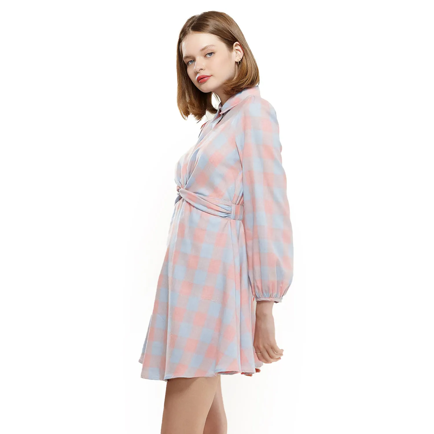 Women's Button Up Shirt Dress in Bubble Gum