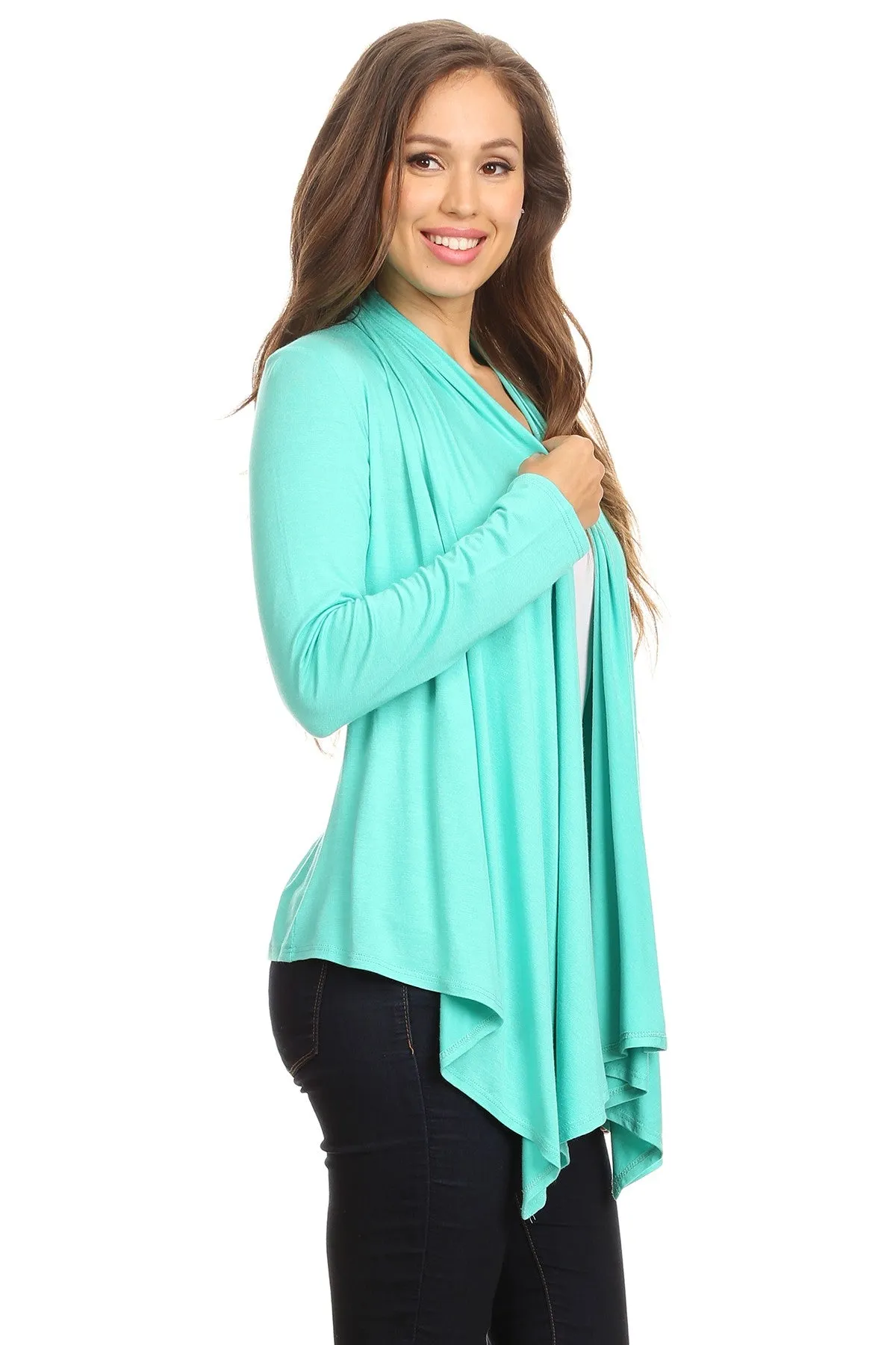 Women's Casual Solid Long Sleeve Drape Open Front Cardigan