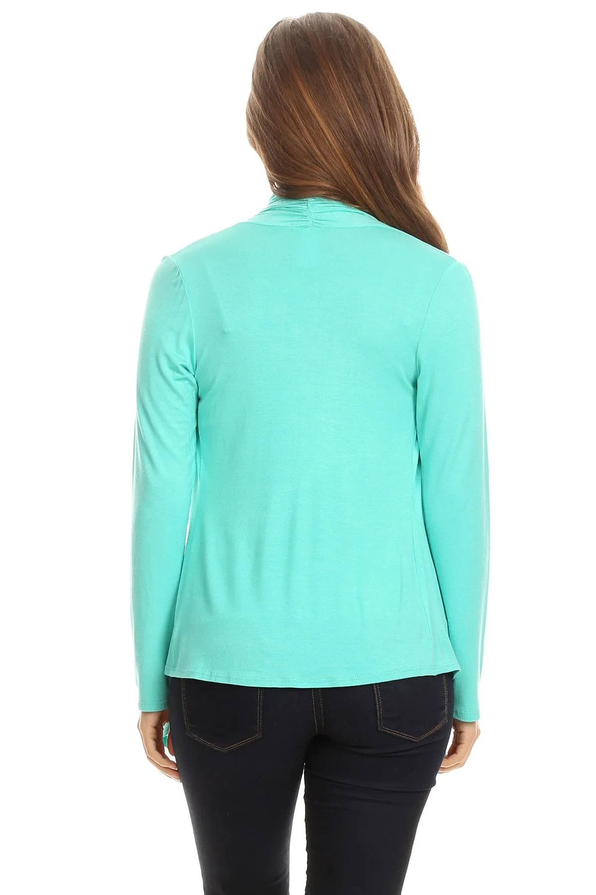 Women's Casual Solid Long Sleeve Drape Open Front Cardigan