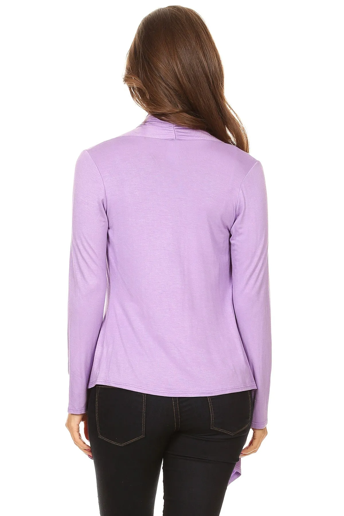 Women's Casual Solid Long Sleeve Drape Open Front Cardigan