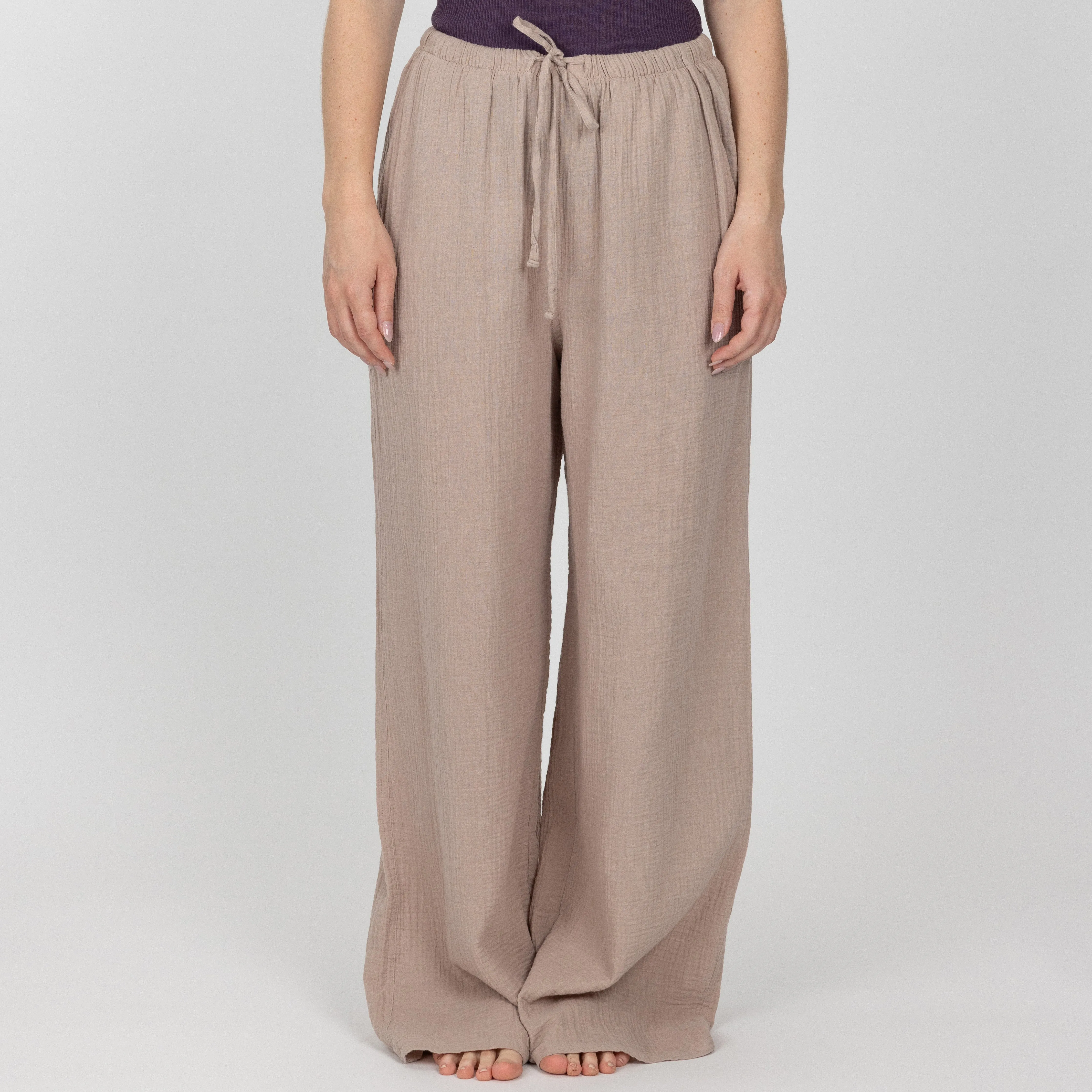 Womens Cotton Double Gauze Pants - Porpoise