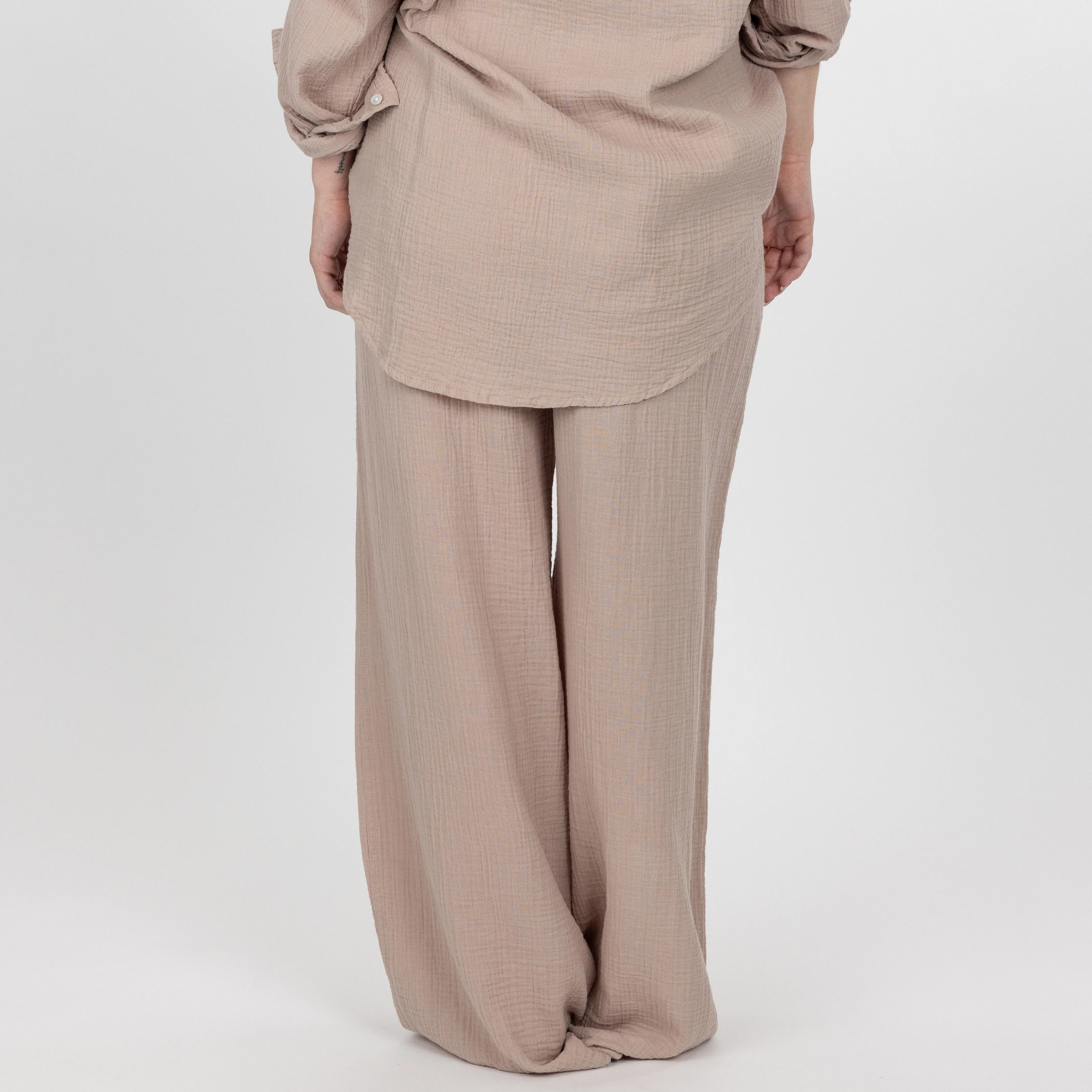 Womens Cotton Double Gauze Pants - Porpoise