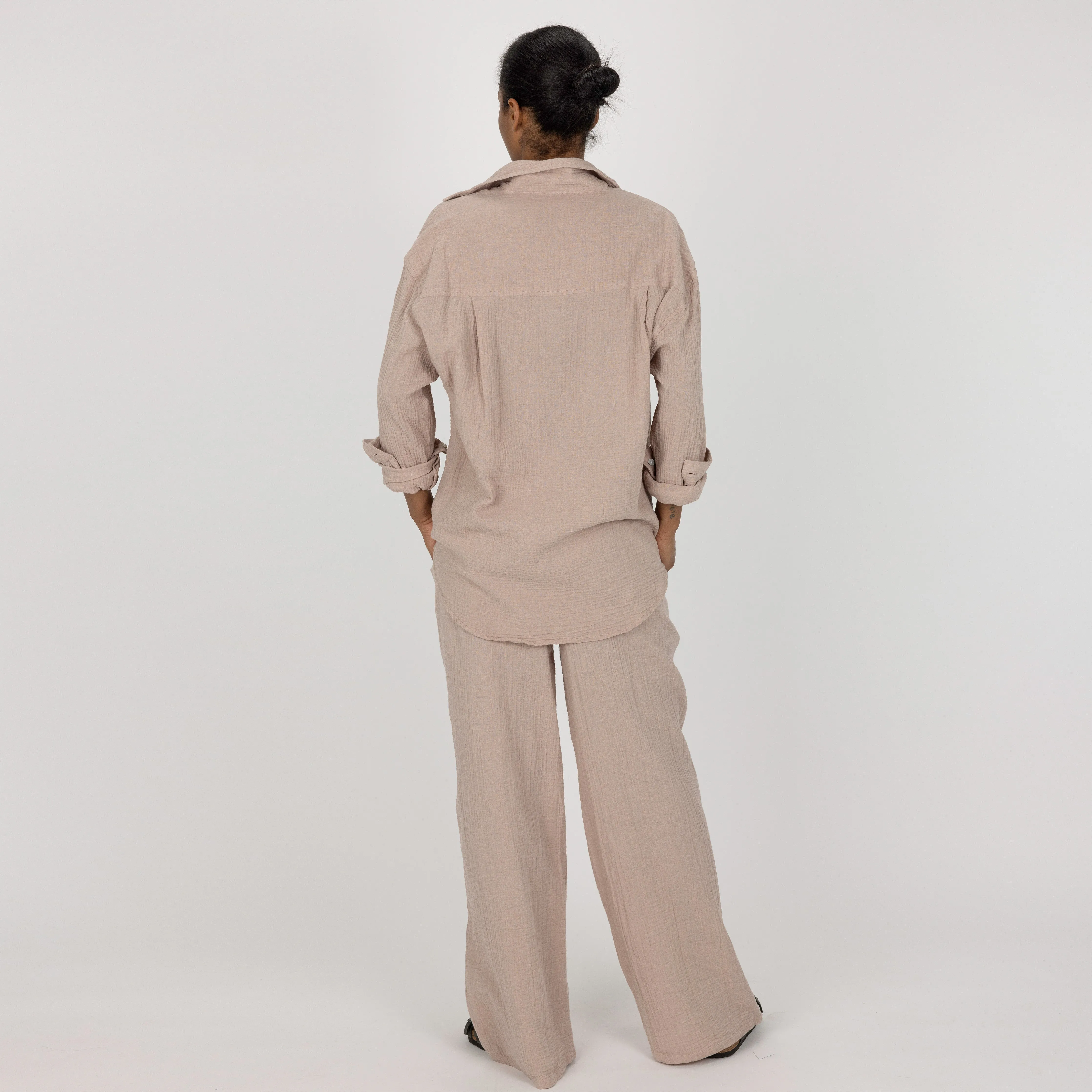 Womens Cotton Double Gauze Pants - Porpoise