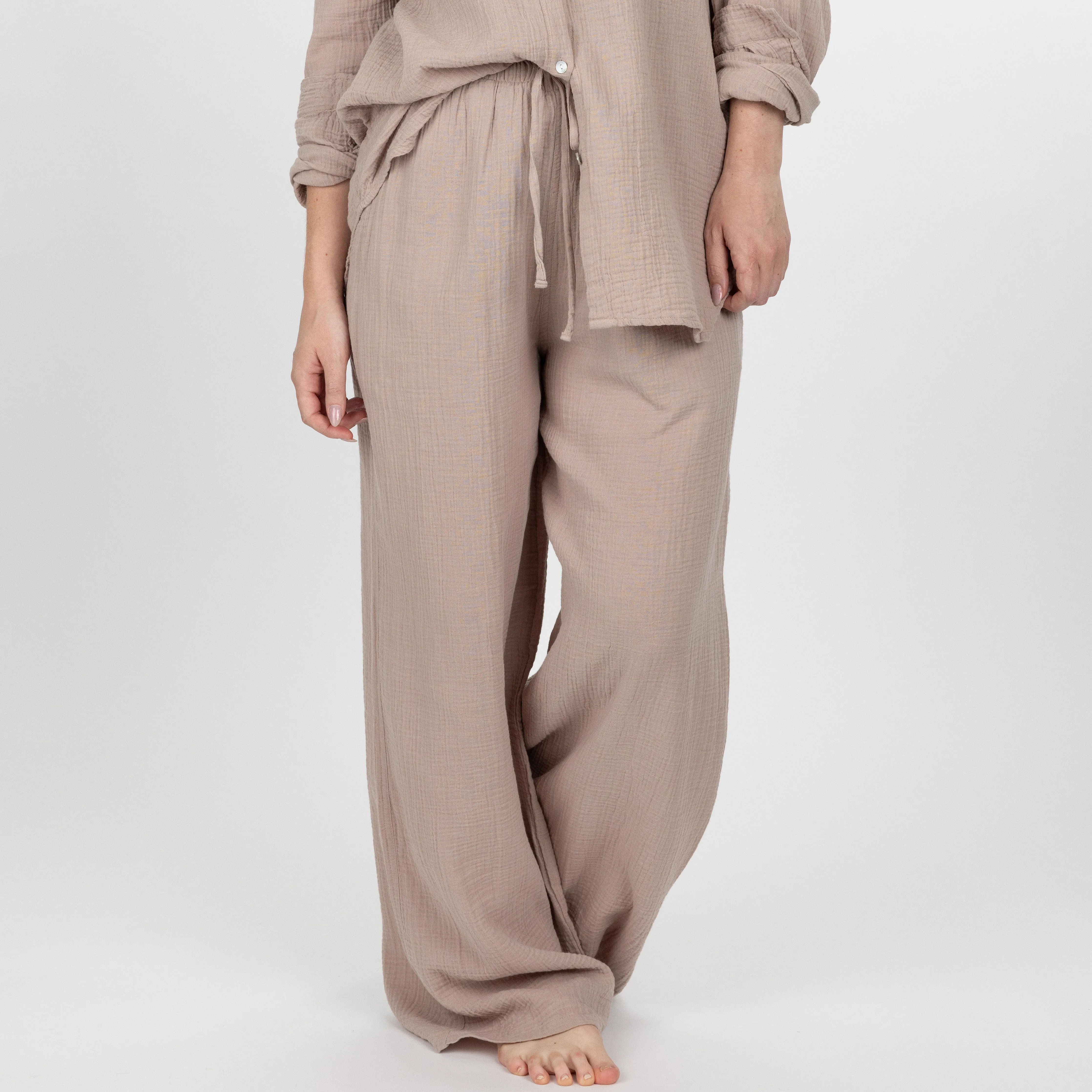 Womens Cotton Double Gauze Pants - Porpoise