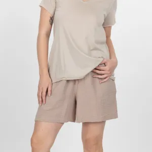 Womens Cotton Double Gauze Shorts - Porpoise