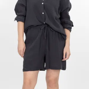 Womens Cotton Double Gauze Shorts - Raven