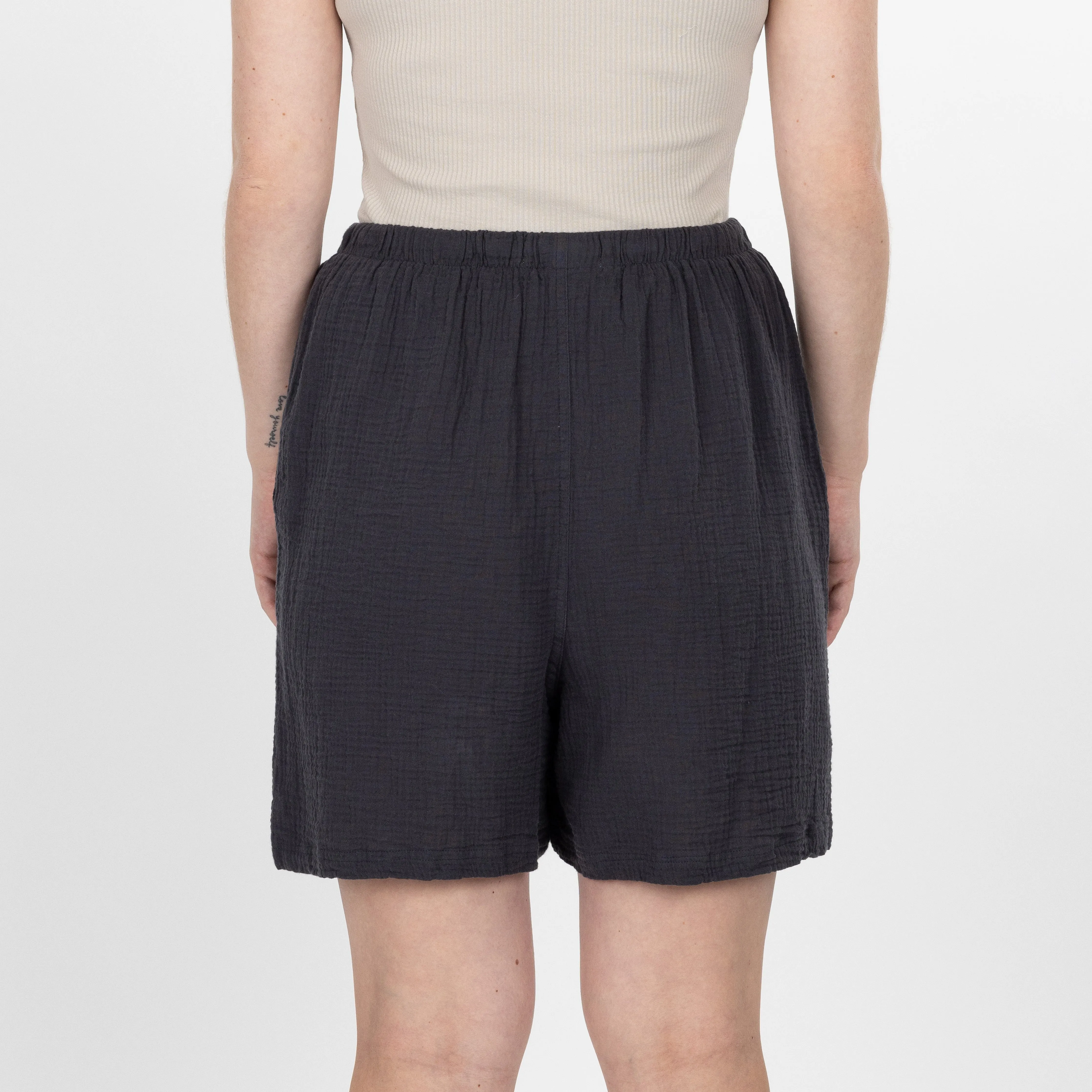 Womens Cotton Double Gauze Shorts - Raven