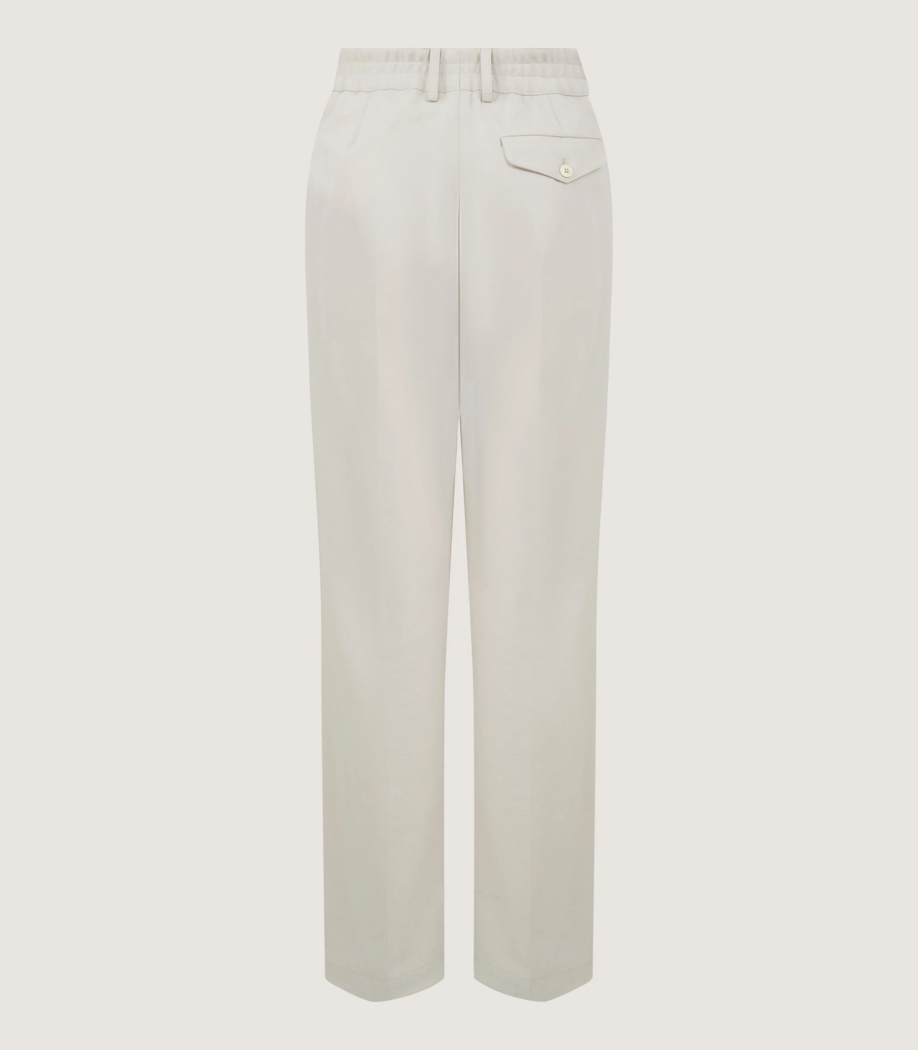 Women's Cotton Wool Flat Front Trouser in Pale Stone