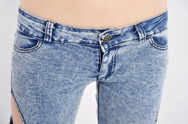 Women's Hollowed Out Bow Decorated Sexy Denim Jeans
