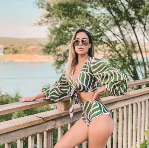 Women's Long Sleeve High Waisted Two Piece Bikini Set