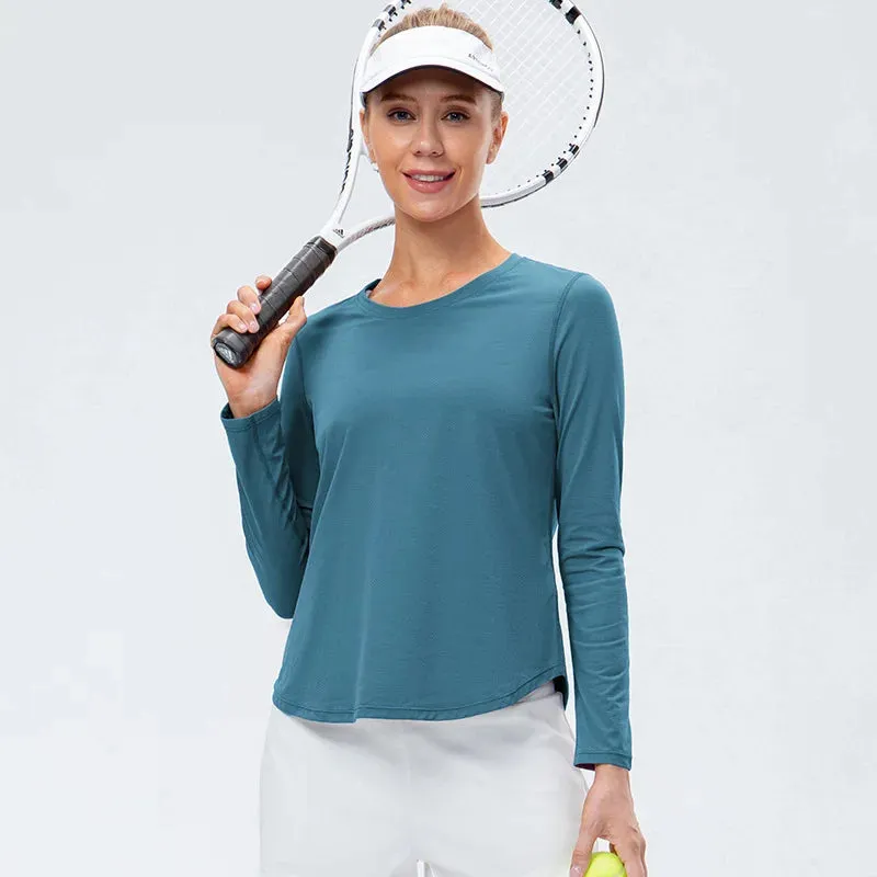 Women's Long Sleeve Yoga Top - Loose Gym Workout Training Blouse