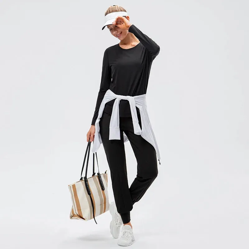 Women's Long Sleeve Yoga Top - Loose Gym Workout Training Blouse