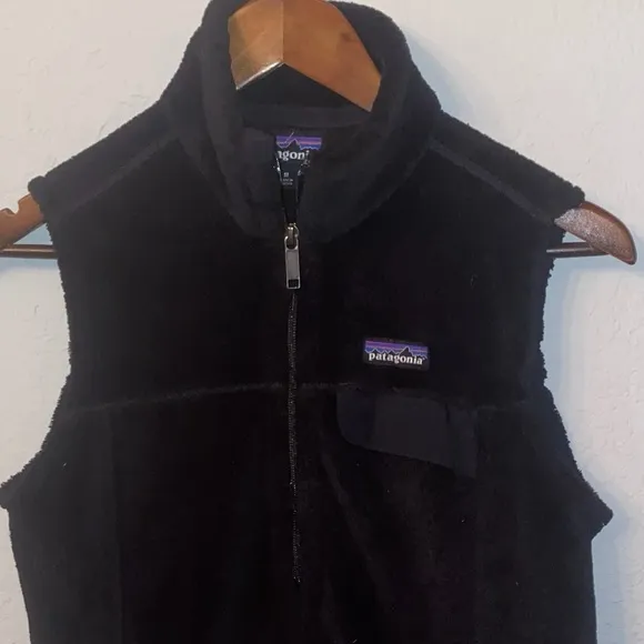 Women's Patagonia Black Fleece Full Zip Up Vest