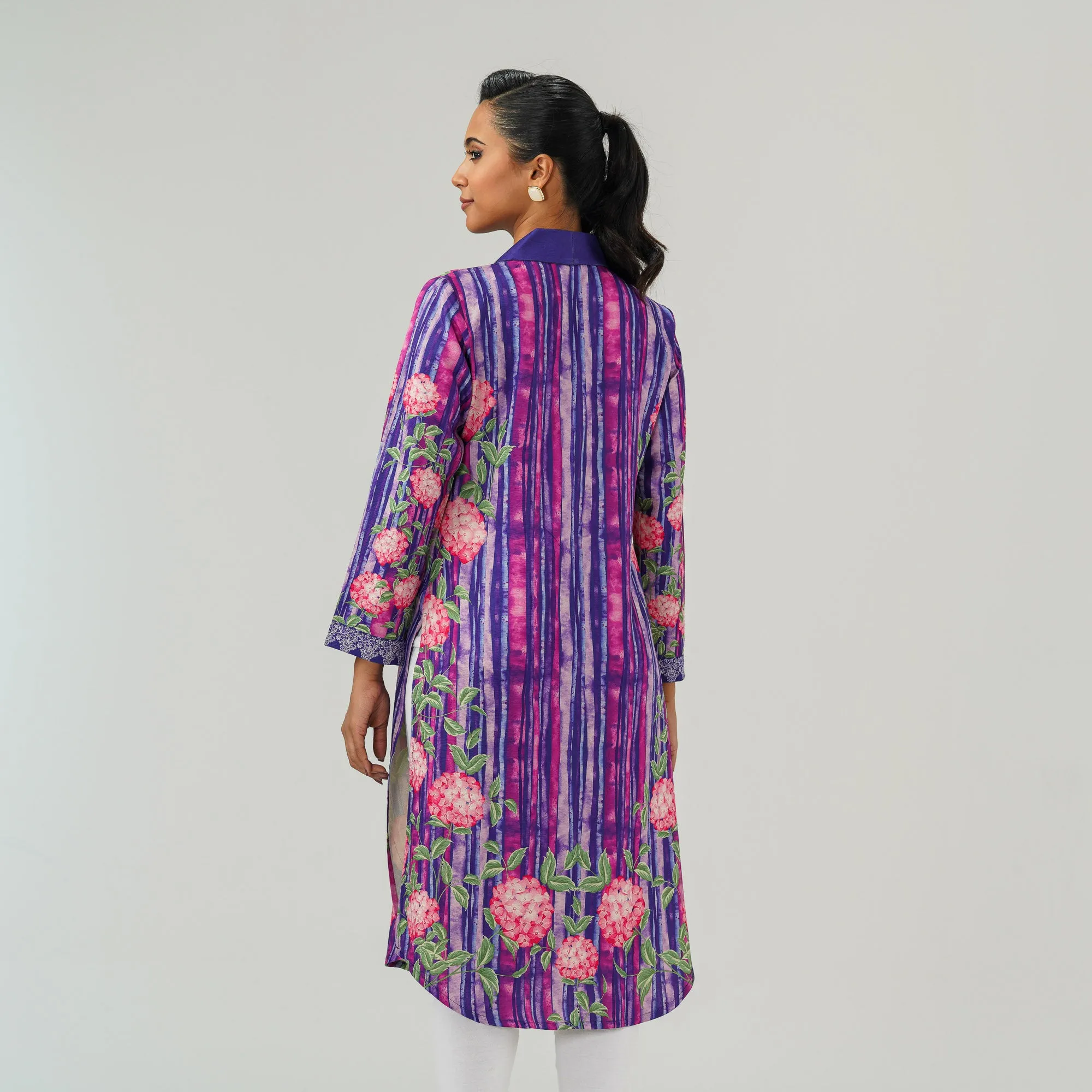 Womens Purple Printed Kurti
