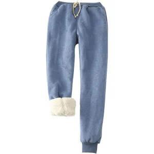 Women's Sherpa-Lined Joggers in Blue