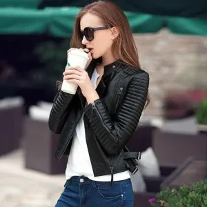 Women's Streetwear Style Faux Leather Jacket