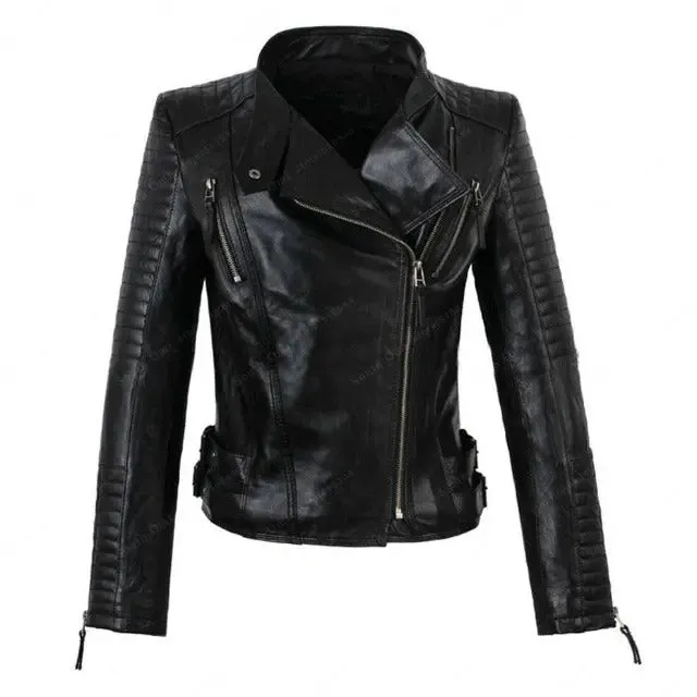 Women's Streetwear Style Faux Leather Jacket