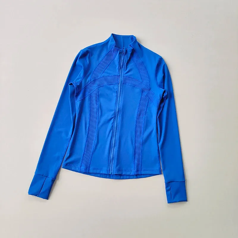 Women's Vertical Collar Slim Fit Yoga Jacket - Fast-Drying Running Zipper Coat