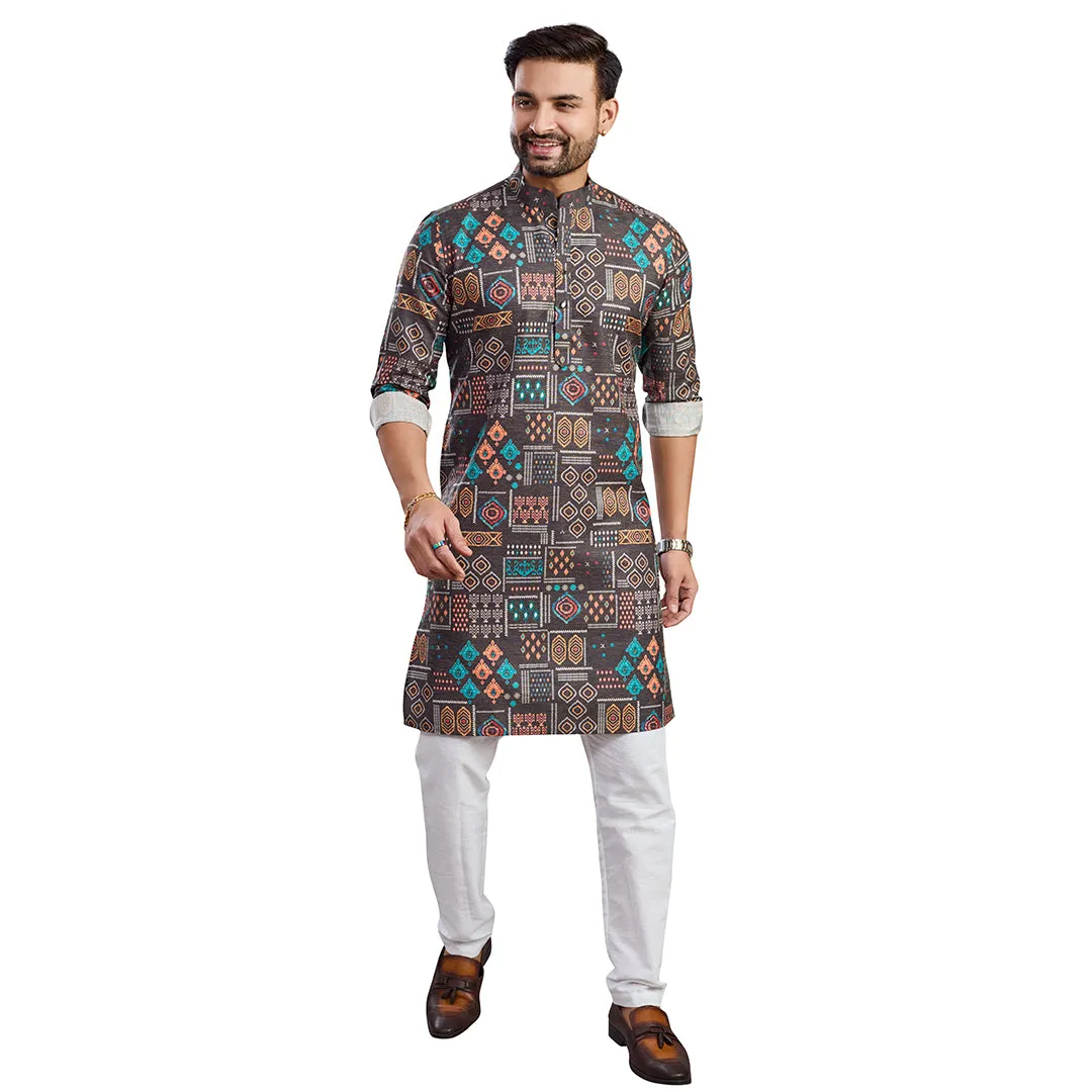 Woodland Taupe Plain Kurta