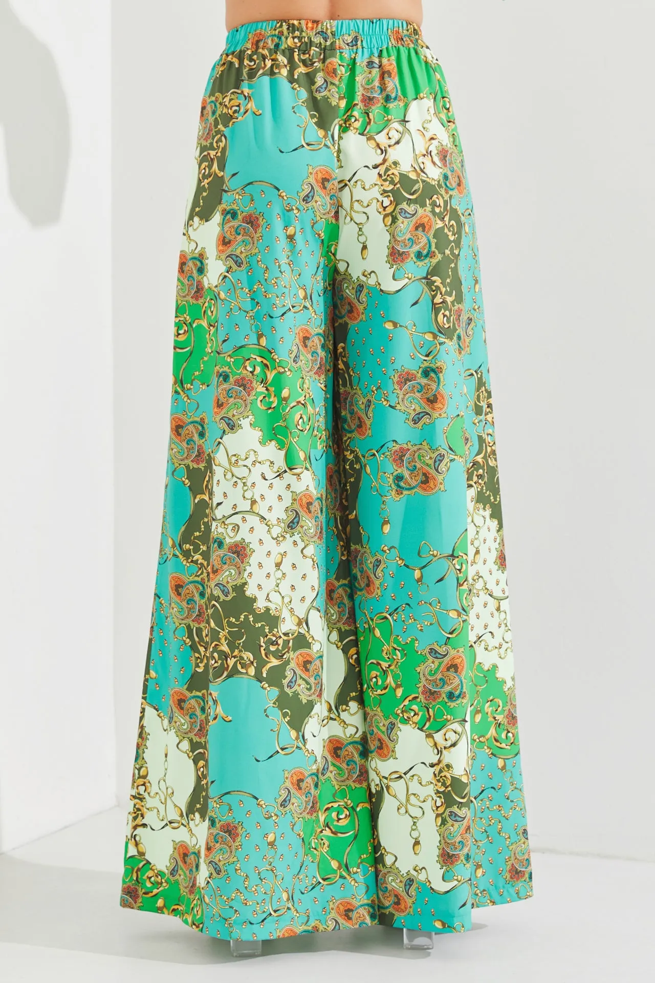 Woven Print 3/4 Sleeve Top and Pants Set