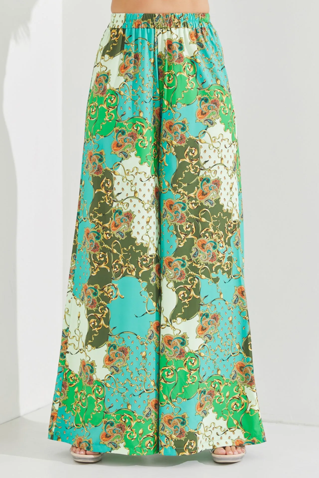 Woven Print 3/4 Sleeve Top and Pants Set