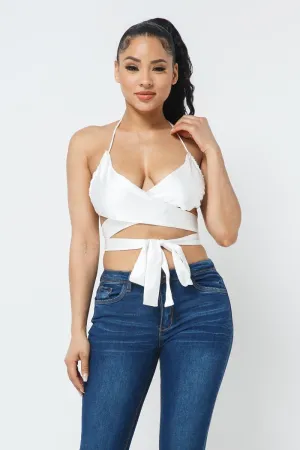Wrap Around Satin White Top