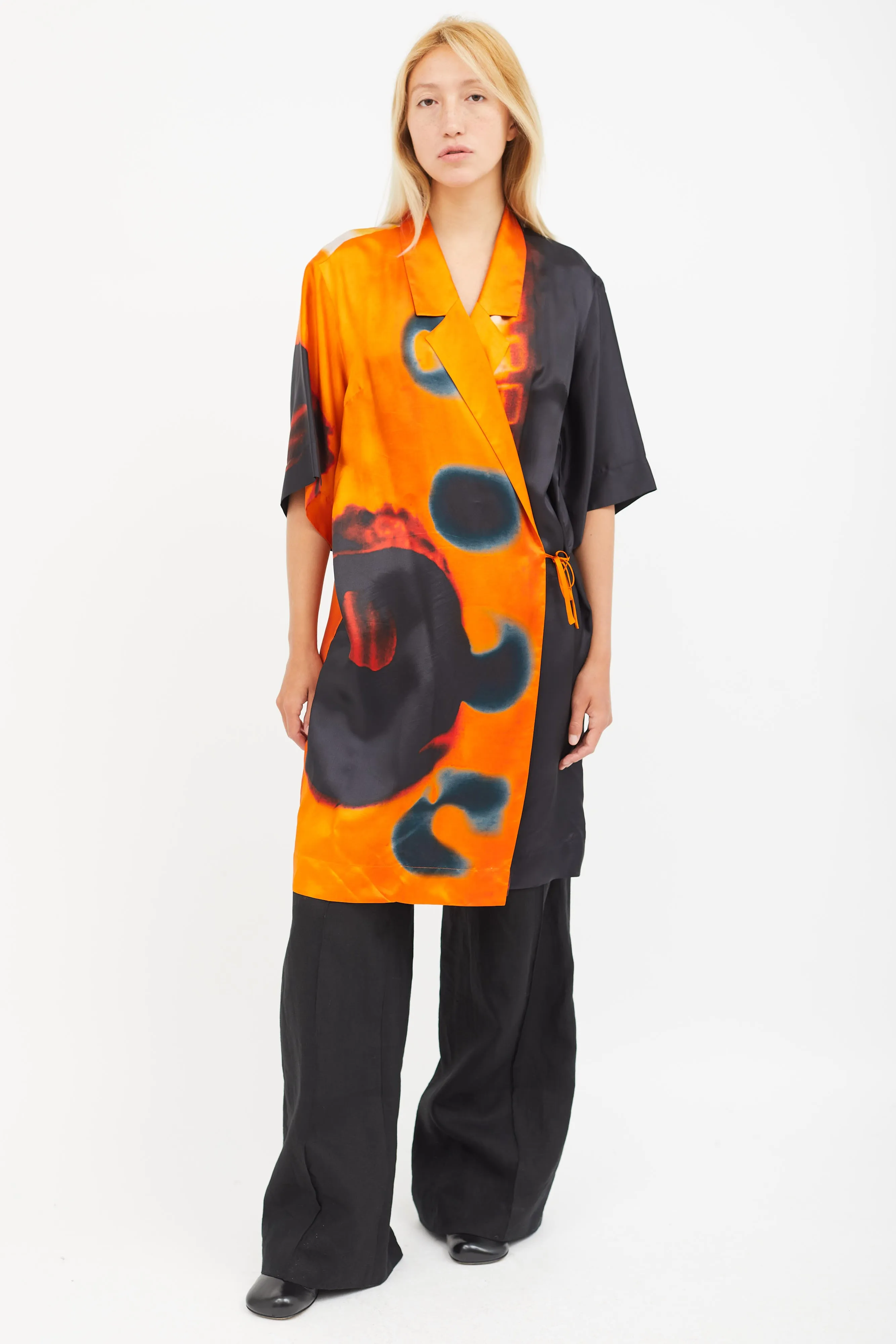 x Len Lye Orange & Multicolour Wrap Cardigan