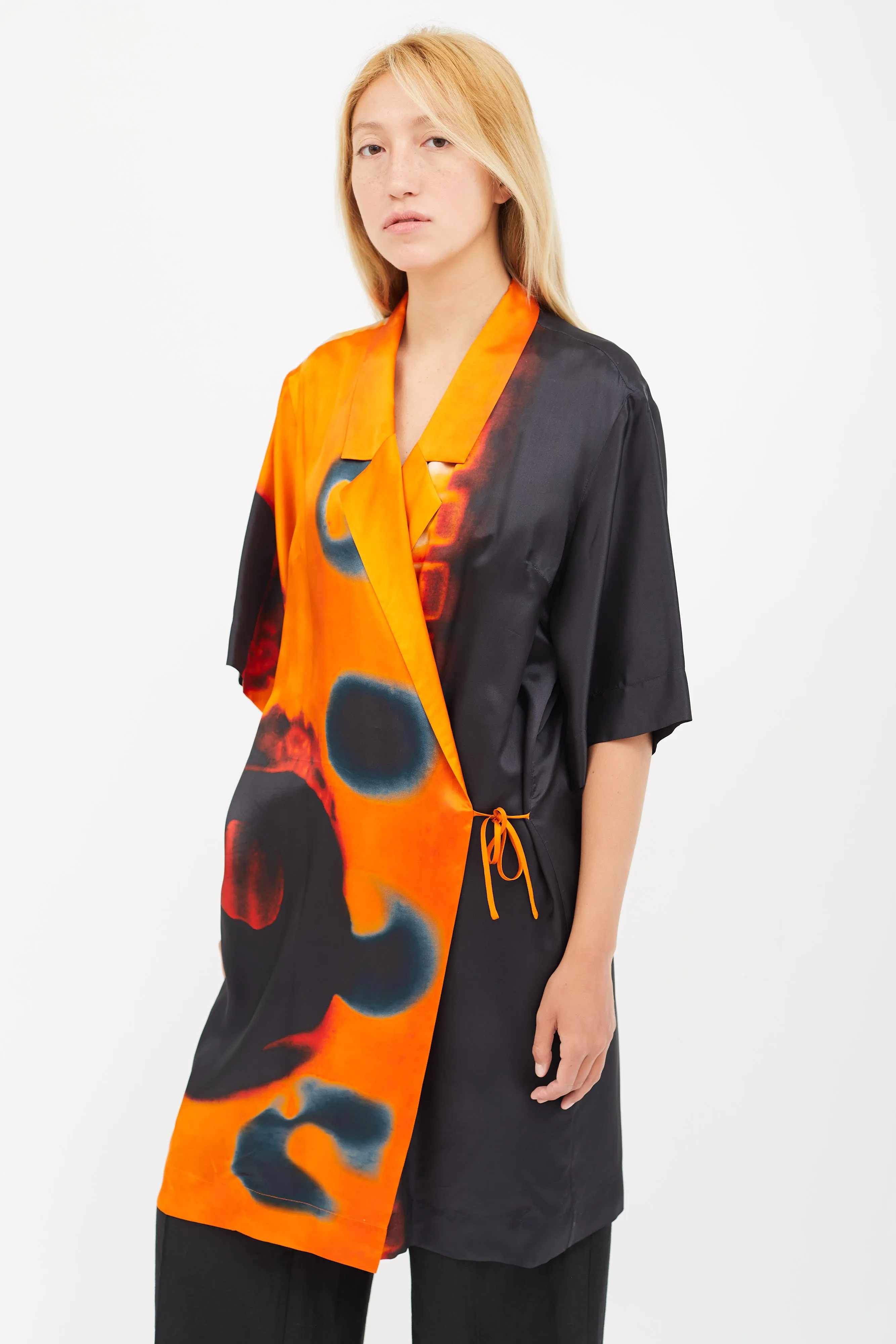 x Len Lye Orange & Multicolour Wrap Cardigan