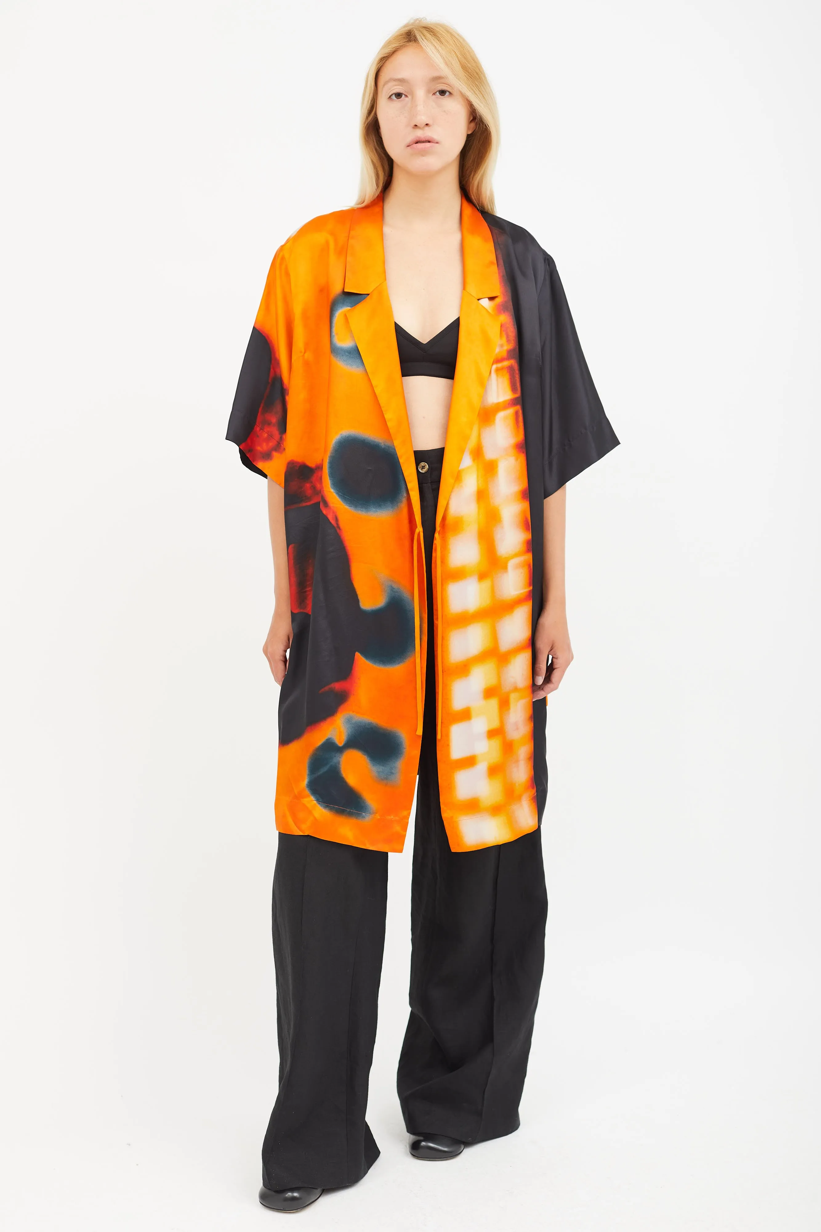 x Len Lye Orange & Multicolour Wrap Cardigan