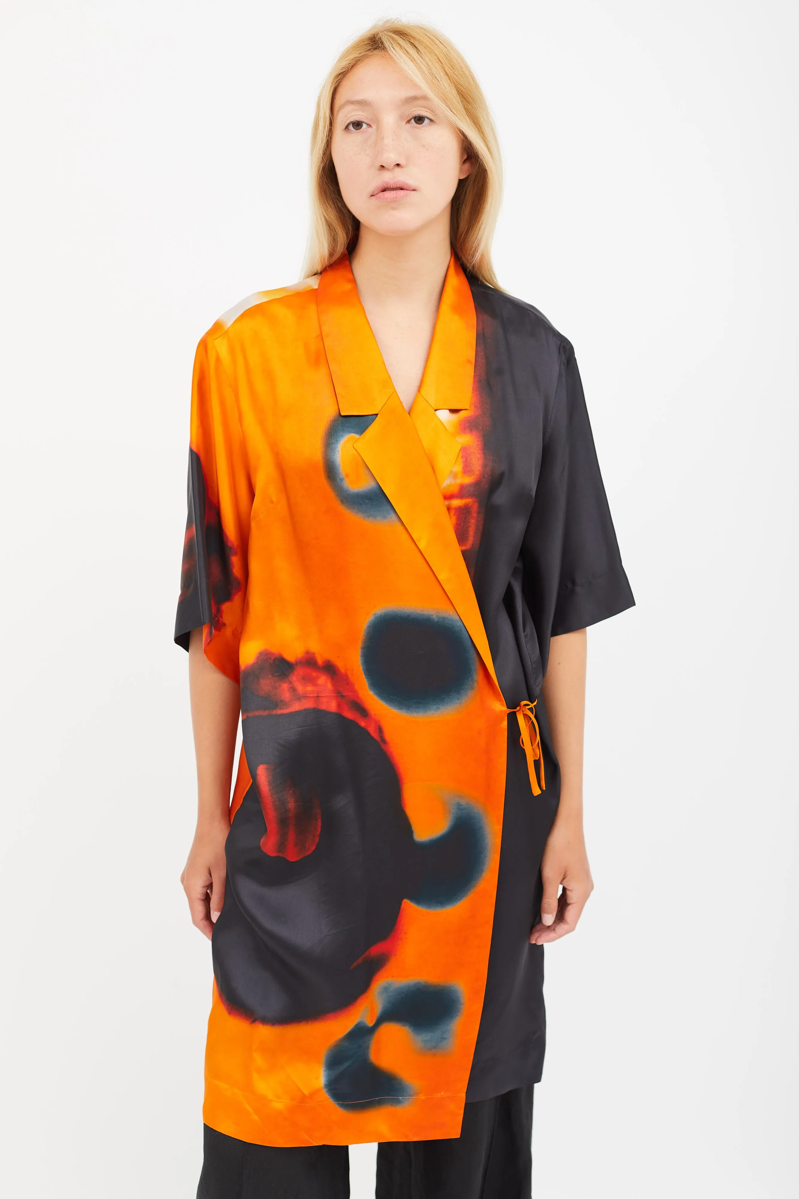 x Len Lye Orange & Multicolour Wrap Cardigan