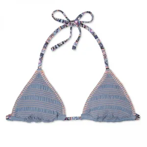 Xhilaration Women's Smocked Embroidered Triangle Bikini Top