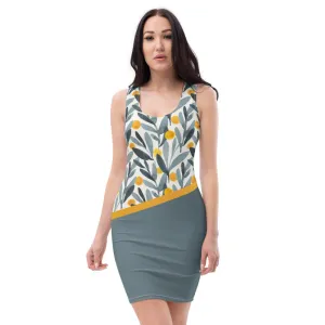 Yellow and Grey Watercolor - Printed Dress